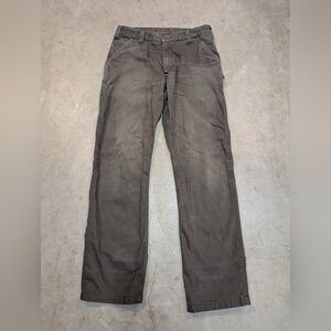Carhartt B324-DFE Mens 34x34 (33x33) Khaki Pants Faded Stains